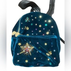 Betsey Johnson Vintage Y2KEmbellished Velvet Backpack mini GUC